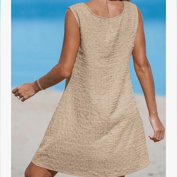 NIP CUPSHE Women's Casual Mini Dress Foldover V Neck Sleeveless A Line Dress - Picture 3 of 9